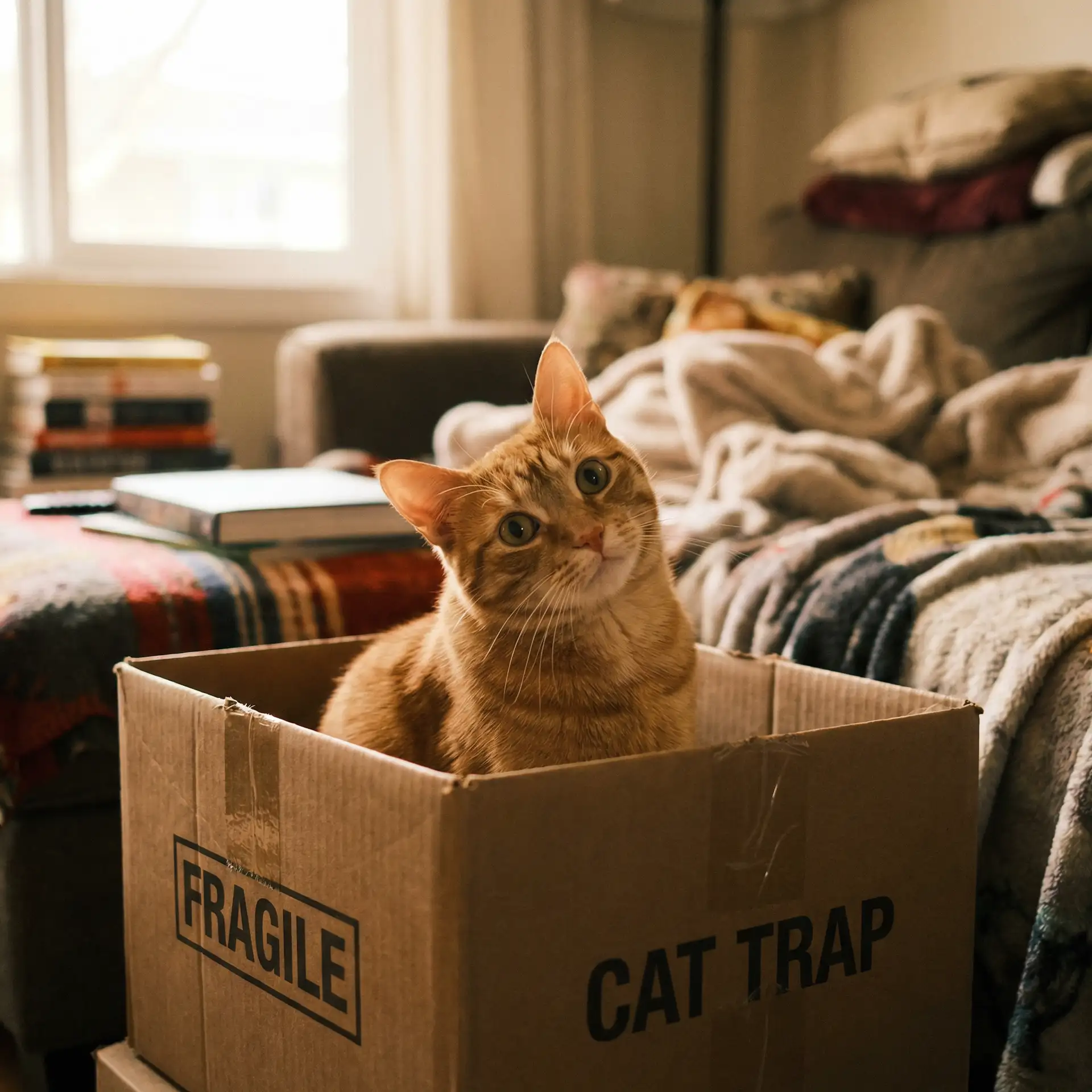 橘猫躲在纸箱里 - YW3121龙物视频永不失联